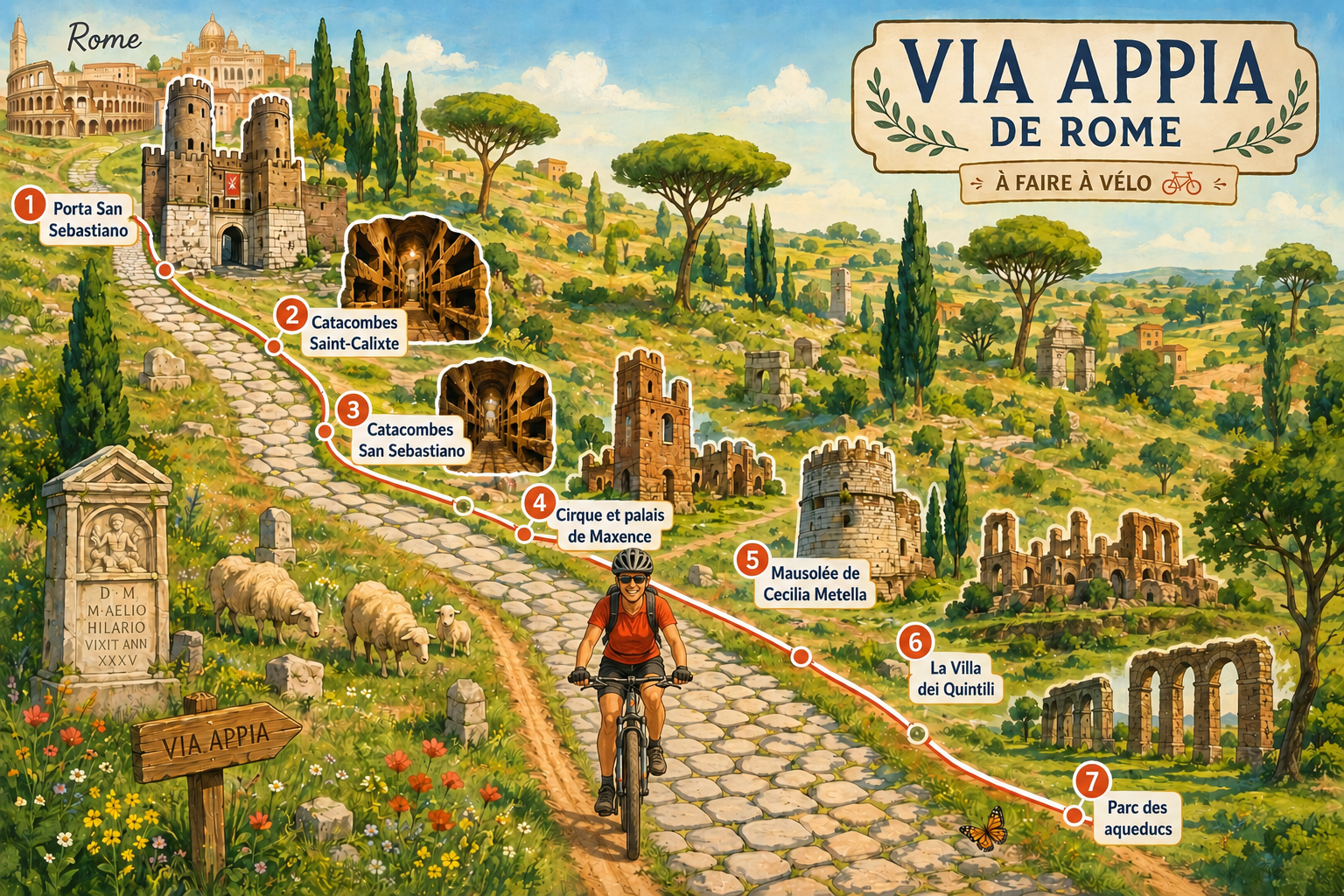 Carte des monuments de la via Appia