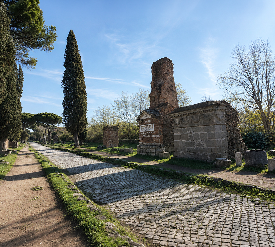 Via Appia : mausolées, tombeaux, catacombes, ...